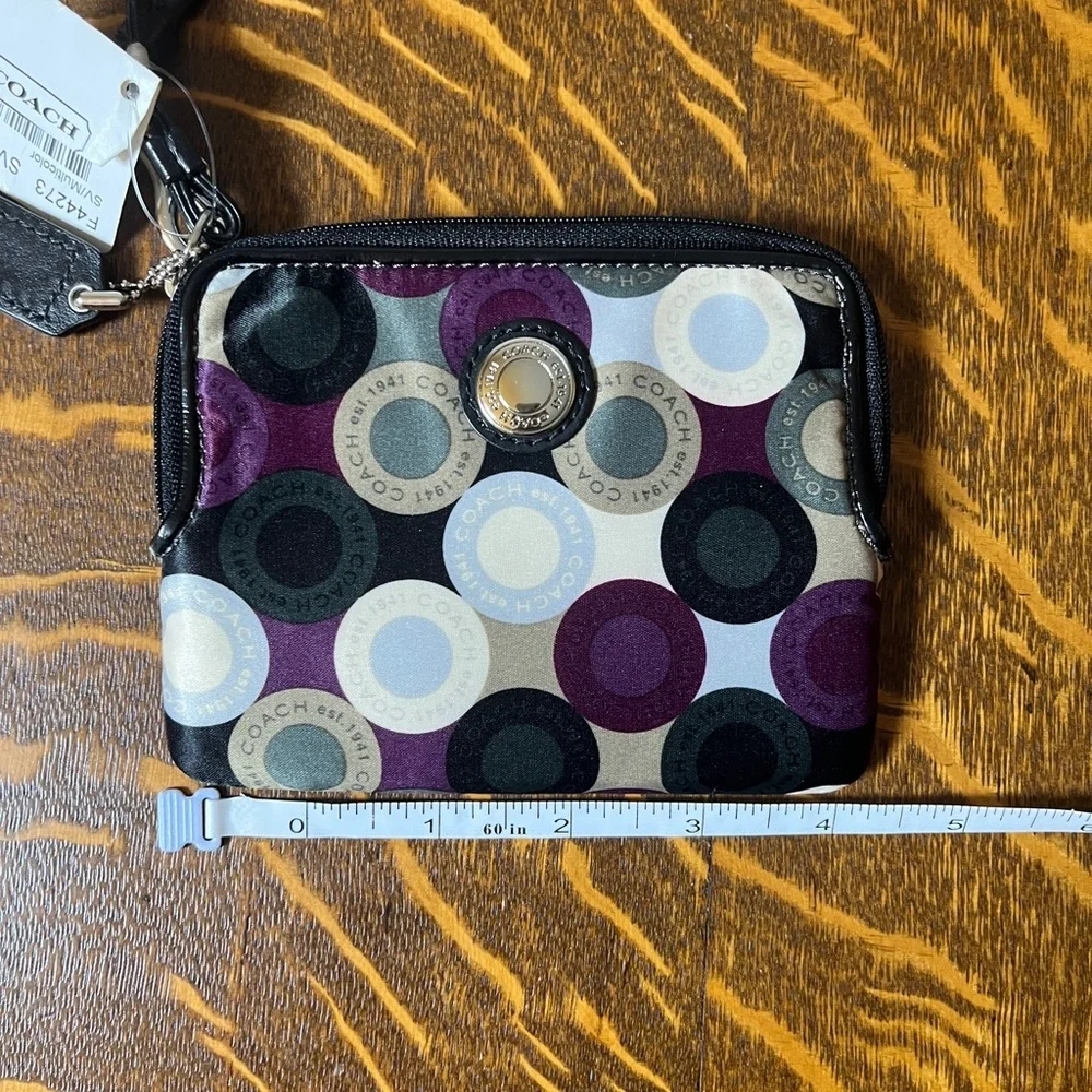 Coach Multicolor Op Art Satin Wristlet